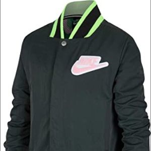 Nike Vintage Hoopfly Baby Pink and Green Letterman Jacket, Small